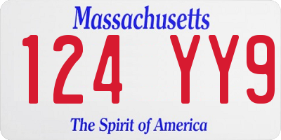 MA license plate 124YY9