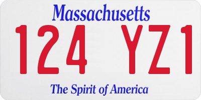 MA license plate 124YZ1