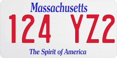 MA license plate 124YZ2