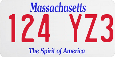 MA license plate 124YZ3