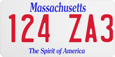 MA license plate 124ZA3
