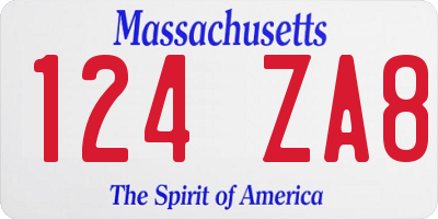 MA license plate 124ZA8