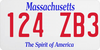 MA license plate 124ZB3