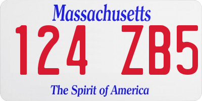 MA license plate 124ZB5