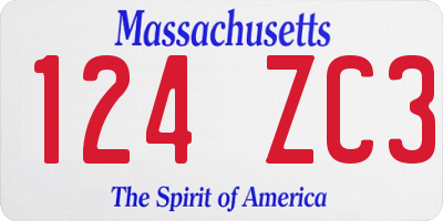 MA license plate 124ZC3