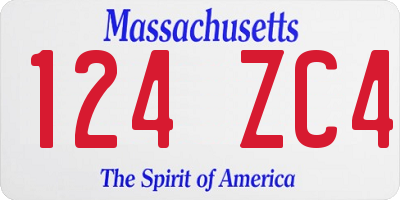 MA license plate 124ZC4