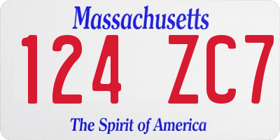 MA license plate 124ZC7