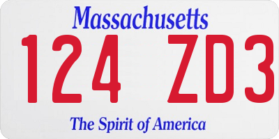 MA license plate 124ZD3