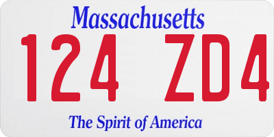 MA license plate 124ZD4