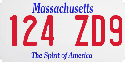 MA license plate 124ZD9