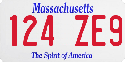 MA license plate 124ZE9