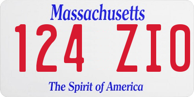 MA license plate 124ZI0