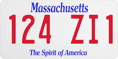 MA license plate 124ZI1