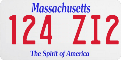 MA license plate 124ZI2