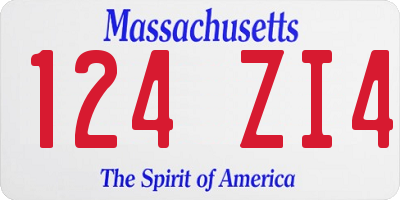 MA license plate 124ZI4