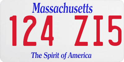 MA license plate 124ZI5