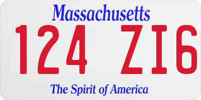 MA license plate 124ZI6