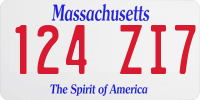 MA license plate 124ZI7