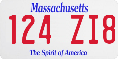 MA license plate 124ZI8