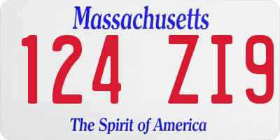 MA license plate 124ZI9