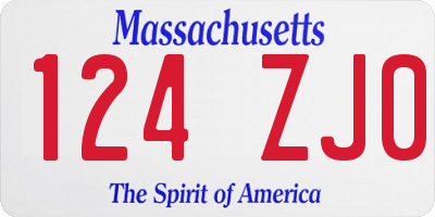 MA license plate 124ZJ0