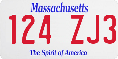 MA license plate 124ZJ3