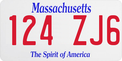 MA license plate 124ZJ6