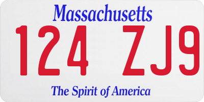 MA license plate 124ZJ9