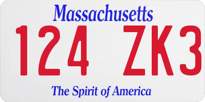 MA license plate 124ZK3