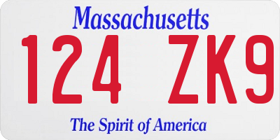 MA license plate 124ZK9