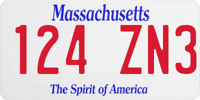 MA license plate 124ZN3