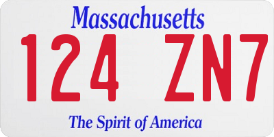 MA license plate 124ZN7