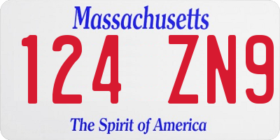 MA license plate 124ZN9