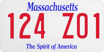 MA license plate 124ZO1