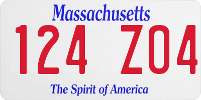 MA license plate 124ZO4