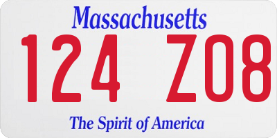 MA license plate 124ZO8