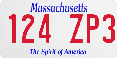 MA license plate 124ZP3
