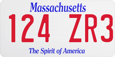 MA license plate 124ZR3