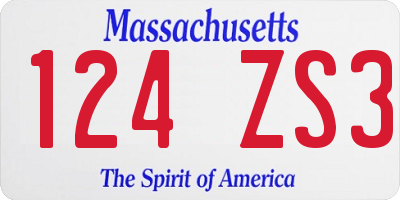 MA license plate 124ZS3
