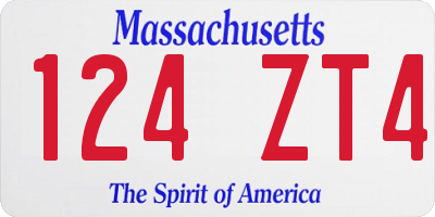 MA license plate 124ZT4
