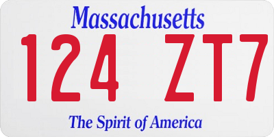 MA license plate 124ZT7