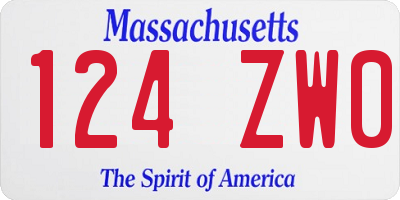 MA license plate 124ZW0
