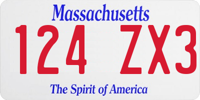 MA license plate 124ZX3