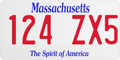 MA license plate 124ZX5