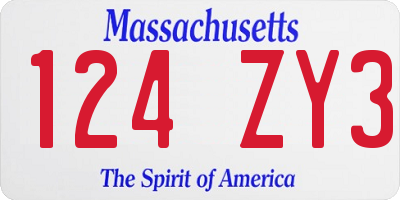 MA license plate 124ZY3