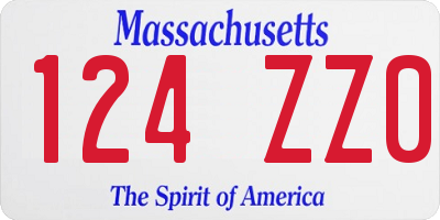 MA license plate 124ZZ0