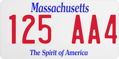 MA license plate 125AA4