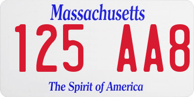 MA license plate 125AA8