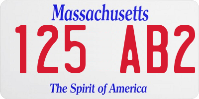 MA license plate 125AB2