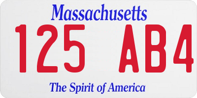 MA license plate 125AB4